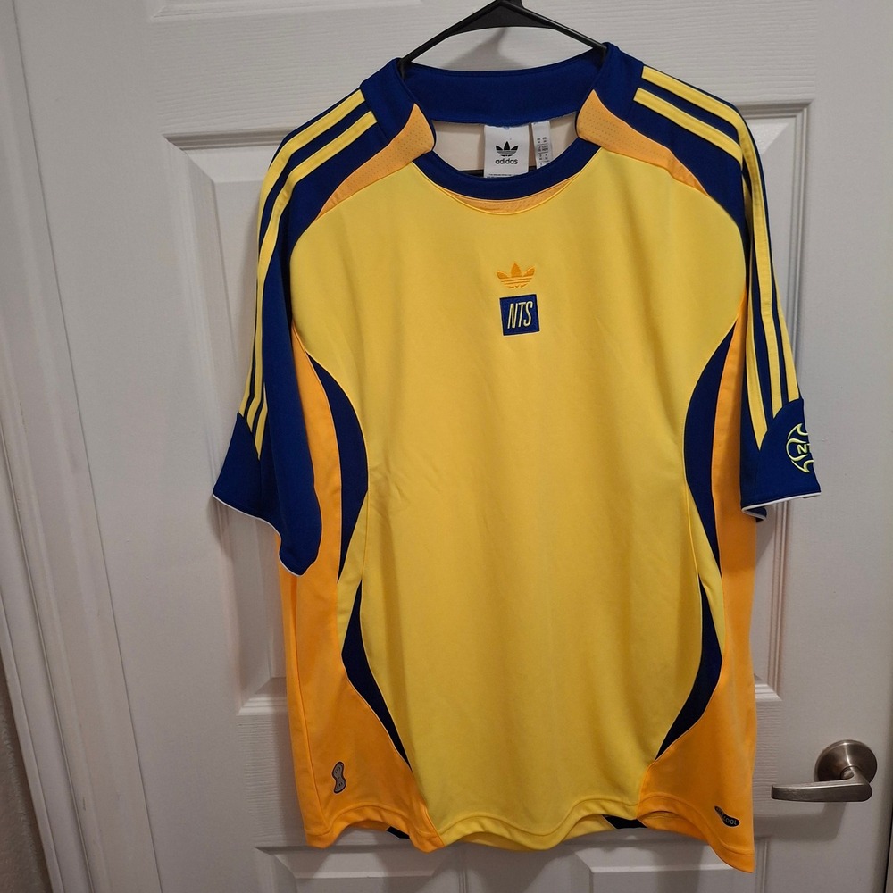 Adidas x‎ NTS Radio Soccer Jersey Men's Medium Yellow Blue Short Sleeve PRM